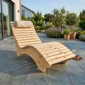 Holzliege Wellenliege Waldsofa Relaxliege Gartenliege "Ruhe-Vroni" (Lärche) Breite 120cm Himmelsliege