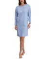 CALIDA Lovely Nights Langarm-Nachthemd Damen, 100% Baumwolle, atmungsaktiv, hautfreundlich, pflegeleicht, Länge 95cm Hydrangea Blue 52-54