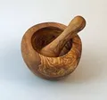 Mörser mit Stößel aus Olivenholz. Sehr stabil ca. 10 cm