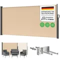 STEELSØN Seitenmarkise Zirella mit individuell einstellbarer Länge (beige, 200x400 cm) Windschutz mit Griff, Sichtschutz ausziehbar, für Garten/Terrasse beige 400 cm x 200 cm