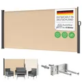 STEELSØN Zirella Seitenmarkise 200x400cm – Windschutz ausziehbar Beige – wetterfeste Markise – Sichtschutz Garten – Seitenrollo mit Wandhalterung – Sonnenschutz Blickdicht – Wandmarkise aus Aluminium