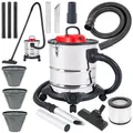 LEHMANN Haddo Industriestaubsauger 2000W | Aschesauger für Kamin mit Doppelfilteranlage | Kaminsauger Ascheschlucker | Nass Trockensauger mit 20 Liter Edelstahltank, Silber