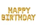 Ballon-Girlande HAPPY BIRTHDAY in Gold – ca. 340x35 cm – Buchstabengirlande mit Luft befüllbar – Geburtstagsdeko mit Ventil & Strohhalm – wiederverwendbar