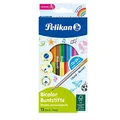 Pelikan 700146 12 Bicolor-Buntstifte, 24 Farben, rund, jeder Buntstift mit 2 verschiedenfarbigen Enden, farbig lackiert in Minenfarbe