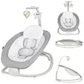 LIONELO Pascal Baby Wippe, sanfte Vibrationen, 5 Melodien, Spielzeugkarussell mit interaktiven Plüschtieren, Kopfkissen, verstellbare Rückenlehne, Energiesparsystem