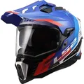 LS2 MX701 Explorer Hexa Enduro Helm, weiss-rot-blau, Größe 2XL für Männer