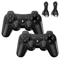 Controller für PS3, 2er Pack Wireless Controller mit Dual Shock, Bluetooth, Rechargable Remote Gamepad Joystick mit 2 Ladekabel