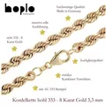 HOPLO Goldkette Goldkette Kordelkette Halskette Breite 4,5 mm 70 cm 333-8 Karat Gold, Made in Germany goldfarben 70 cm Herrengröße | 4.5 mm