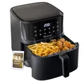 Sommertal HF760 – XXL Airfryer 7,6 L für 12 Portionen, spart bis zu 55 % Energie, 2000 W Power, digitale Heißluftfritteuse mit 8 Programmen, BPA-frei, spülmaschinenfest, TÜV geprüft