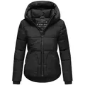 Navahoo Steppjacke Lachperle XIV Kurze gesteppte Damen Winterjacke mit hohem Kragen und Kapuze schwarz M (38)