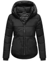 Navahoo Damen Winterjacke warme kurze Steppjacke mit reflektierenden Details, verstellbarer Kapuze und hohem Kragen Lachperle XIV Black Gr. M