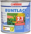 Wilckens 2in1 Acryl Buntlack für Innen und Außen, seidenmatt, 375 ml, RAL 9010 Reinweiß