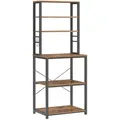 Mid.you Regal, Schwarz, Graubraun, Metall, Holzwerkstoff, 6 Fächer, 60x167x40 cm, stehend, Wohnzimmer, Regale, Bücherregale