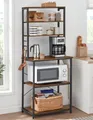 VASAGLE Standregal Küchenregal, Mikrowellen-Regal, 6 Haken, 6 Ablagen, 40 x 60 x 167 cm, Stahlrahmen, Industrie-Design, für Küche