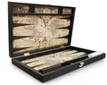 Trendy Backgammon Antique Map XXL – Klappbares Backgammon Brettspiel aus kratzfestem Kunstleder, 49 x 30 x 6 cm, inkl. 30 Spielsteinen & 2 Würfeln – Markenqualität aus der Türkei