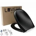 LUVETT® C770 Toilettendeckel mit Absenkautomatik Oval Schwarz - SoftClose Klodeckel Abnehmbar - Klobrille aus Antibakteriellem Duroplast - WC Sitz 3in1 Befestigung Inkl. - Toilettensitz Made in EU
