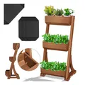 KESSER Hochbeet mit Etagen Premium Blumenkasten Blumentreppe Pflanztreppe - Gemüsebeet Kräuterbeet Pflanzkübel Frühbeet Blumenbeet Pflanzkasten inkl. Gartenvlies- Beet für Terrasse Balkon & Garten