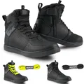 SHIMA REBEL 2.0 Motorrad Schuhe Herren Leder Wasserdicht Motorradstiefel Protektoren Sneaker Rutschfeste Sohle Knöchelstütze Seitlicher Reißverschluss Bikerboots (Männer, Wasserdicht Schwarz, 45)