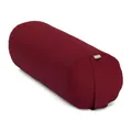 Bodhi | Yoga Bolster ECO | 100% Bio-Baumwolle | Yogarolle mit Bio Dinkelfüllung | Waschbarer Bezug | Yogakissen rund für Restoratives Yoga Übungen | Groß ca. 65 x 22 cm | Bordeaux