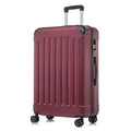 YONSLY Koffer Suitcase XL Wein rot, Trolley Reisekoffer, Rollkoffer Handgepäck mit 4 Rollen 360°, Hartschalenreisekoffer, Zahlenschloss, Weicher Gummigriff