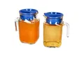 MamboCat Karaffe 2x KORA Kühlschrankkrug mit Deckel blau 0,5L Henkel Glas-Karaffe