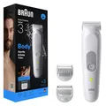 Braun Series 3 Körpertrimmer, +3 Pflegeutensilien, mit SkinGuard Technologie, 80 Minuten Aktionszeit, sensibel für empfindliche Stellen, Pflege und Zuschnitt, wasserdicht, BG3530, grau