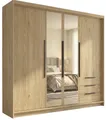 A&J MöbelLand GmbH Drehtürenschrank VIVO mit integrierten Schubladen (Geräumiger vier¬türiger Kleiderschrank mit Schubladen und Metallgriffen. Geräumiger Schrank mit einer Breite von 200 cm und Schubladen, ideal zur Aufbewahrung von Kleidung und Accessoires. Viel Stauraum. TOP PRODUKT! Wählen Sie das ideale Modell für Ihr Schlafzimmer!, TOP ANGEBOT) Breite: 200 cm, Höhe: 215 cm, Tiefe: 59,5 cm
