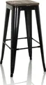 hjh OFFICE Barhocker VANTAGGIO HIGH WS Stahl / Ulmenholz Hocker bis 150 kg belastbar Sitzhöhe 77 cm