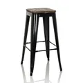 hjh OFFICE Barhocker drehbar VANTAGGIO HIGH WS Hocker im Industry-Design stapelbar, Holz-Sitzfläche 360° drehbar, Schwarz