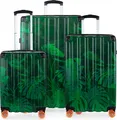 HAUPTSTADTKOFFER Q-Damm - Kofferset 3-teilig, Gepäck-Set, Koffer Hartschale robust, 4 Rollen Erweiterung, Handgepäck & check-in Trolleys, Jungle Edition,Floral