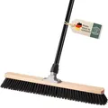 Saalbesen mit Stiel, Besen 60 cm breit und groß mit Teleskopstiel, ideal für Werkstatt, Werkstattbesen, Hallenbesen