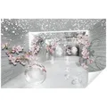 Wallarena Fototapete 3D Tunnel Blumen Vlies Tapete Wohnzimmer Schlafzimmer Wandtapete, Fototapete - Vliestapete - Glatt Vlies, 3D-Effekt, Tapete Wohnzimmer Schlafzimmer Vliestapete Wand Deko + Kleister grau 1.04 m x 2.9 m