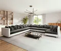DELIFE Wohnlandschaft Clovis, XXL Weiss Schwarz Ottomane Links Wohnlandschaft
