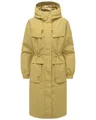 Navahoo Damen extralange Übergangsjacke wasserdichter Mantel oversize Parka mit Taillenzugband und Brusttaschen Kirschwind 14 Urban Khaki Gr. XS