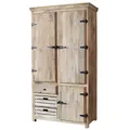 Kleiderschrank STONE massiv Mangoholz Garderobenschrank rustikal Vintage Design