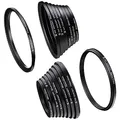 K&F CONCEPT 18 teiliges Filteradapter Set Kamera Objektiv Filter Metall Step Up Ringe 9er Step Down Ringe Set für Canon Nikon Sony Sigma Tamron