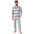 Normann Pyjama Herren Schlafanzug mit Bündchen in warmer Kuschel Interlock Qualität grau 58