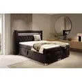 MEBLINI Boxspringbett Elektrisch Verstellbar mit LED - Gepolstert Doppelbett mit Matratzen und Toppers - Polsterbett - Bett mit Kopfteil - SANTORE ... - Braun