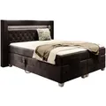 Meblini Boxspringbett, Dunkelbraun, Holzwerkstoff, H3, 200x200 cm, Schlafzimmer, Betten, Boxspringbetten
