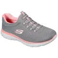 Skechers SUMMITS Slip-On Sneaker Freizeitschuh, Komfortschuh mit stoßdämpfender Zwischensohle grau|rosa 38 EU