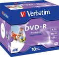 Verbatim DVD+R 4,7GB 16x Inkjet Printable Jewelcase 10 Stück DataLife+