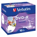 10x Verbatim DVD+R Rohling 4,7GB 16x Speed Jewel Case 120 Minuten bedruckbar