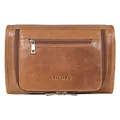 STILORD Juri Leder Kulturbeutel Groß für Damen und Herren Unisex Waschtasche für Unterwegs Kosmetiktasche aus Hochwertigem Echtleder Farbe:Mocca - Dunkelbraun