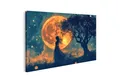 islandburner Leinwandbild Silhouette einer Frau vor einem riesigen Mond und einem Baum in magis