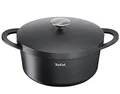 TEFAL TRATTORIA Schmortopf 24 cm, Bräter aus Alugus, antihaft beschichteter Topf, gute Wärmespeicherung, Schmorgerichte, Bratentopf, für alle gängigen Herdarten geeignet, Induktion, schwarz, E21846