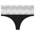Calvin Klein Damen 3er Pack Strings Thong Unterwäsche, Mehrfarbig (Black/White/Grey Heather), M