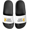 MoonWorks Badeschlappen Lustig Spruch Lecker Bierchen Badelatschen Herren Damen Badesandale schwarz 46 EU