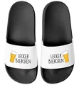 MoonWorks® Badeschlappen Lustig Spruch Lecker Bierchen Badelatschen Herren Damen Badeschuhe Pool Party Urlaub Männer Frauen Schwarz-weiss 46