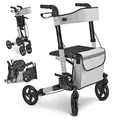 Juskys Rollator Vital faltbar, leicht, höhenverstellbar - Sitz, Tasche - Grau - Grau
