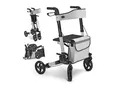 Juskys Rollator Vital faltbar, leicht & höhenverstellbar aus Aluminium bis 130 kg mit Sitz Grau